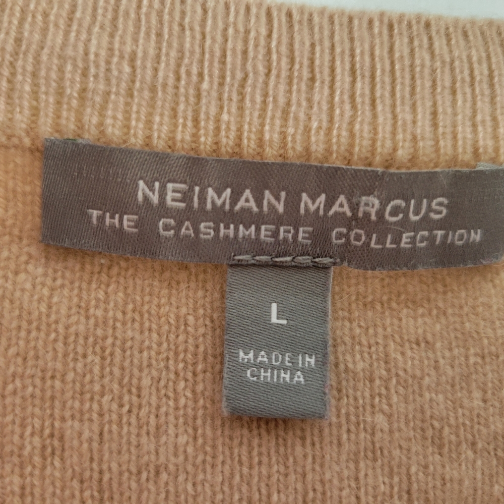 Neiman Marcus The Cashmere Collection V Neck Pullover Blush Pink Sweater LG - Picture 8 of 10